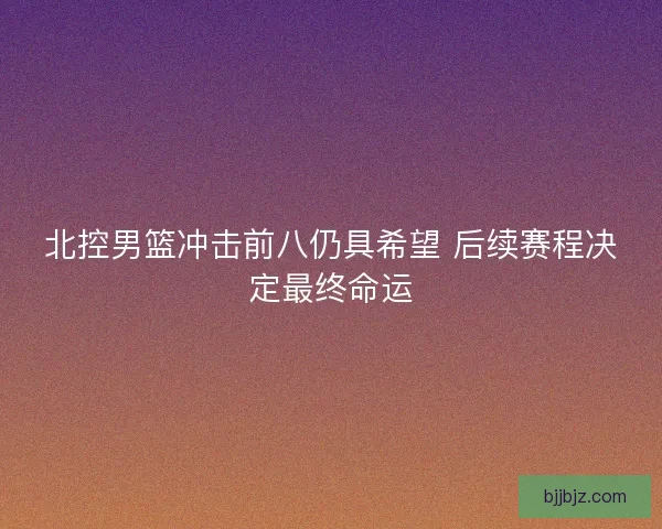 北控男篮冲击前八仍具希望 后续赛程决定最终命运