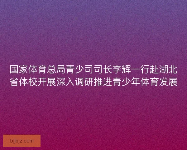 国家体育总局青少司司长李辉一行赴湖北省体校开展深入调研推进青少年体育发展